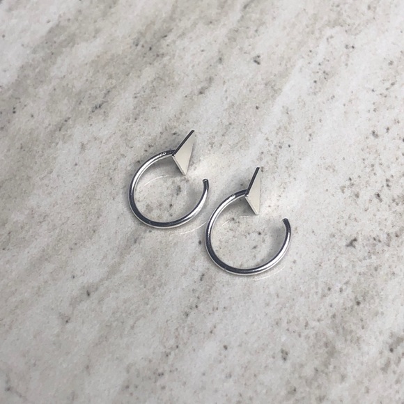 925 Sterling Silver Triangle Ear Hugger Earrings - Picture 12 of 16